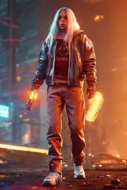 Billie Eilish, cyberpunk2077, booty, photorealistic