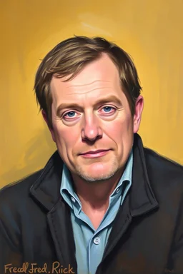 Fred Rick facial portrait, oil on canvas by Flan Ders