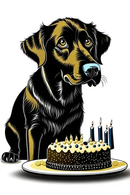 Birthday cake black dog graphic