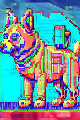 dog pixel art futuristic