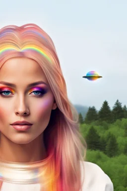 ufos rainbows,beautifuls paysages, fantastic colours,cosmic woman ,beautiful ufos rainbow, admiral from the future,