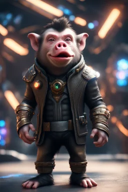 really macho pimp Ben Affleck orc monkey captain chat pig that go hard , in front of space portal dimensional glittering device, bokeh like f/0.8, tilt-shift lens 8k, high detail, smooth render, down-light, unreal engine, prize winning