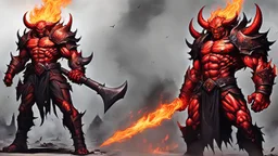 comic style fire & steel demon