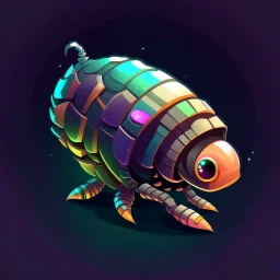 vector graphics 2d lowpoly shiny metallic spaceship worm