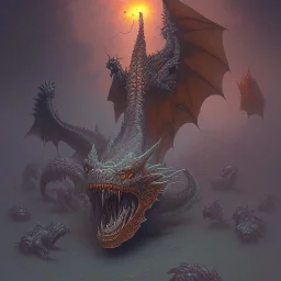 dragon kaiju, dnd fantasy by gerald brom thomas kinkade whelan richard corben