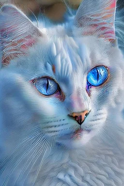 Attractive white cat with blue eyes