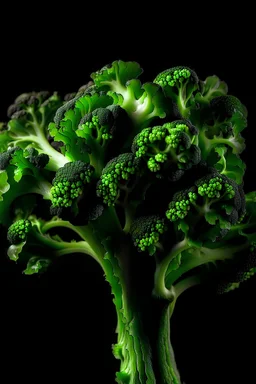 zwarte achtergrond, 1 broccoli in 1 beeld