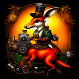 Kangaroo Steampunk cómic art calidad ultra maximalista