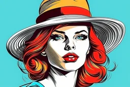 beautiful woman in hat in pop art style vector