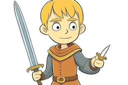 cartoon Arthur holding the sword