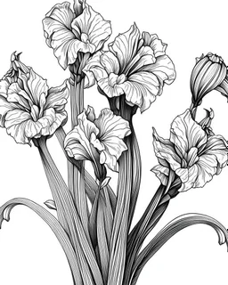 real massive Gladiolus flower coloring page