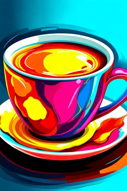 A vibrant and colorful rendering of a cup of tea with milk, showcasing the rich and bold flavors of the beverage.