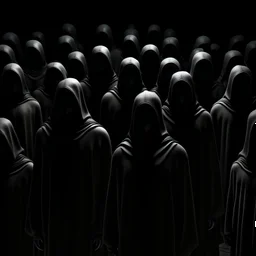 faceless army of bodies to symbolize the anonymity of individuals seeking identity verification , dark black