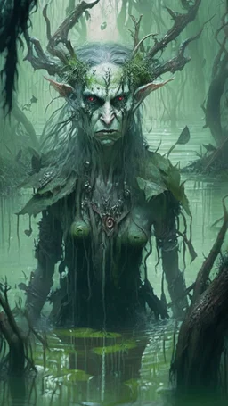 furious archfey surrounded by swamp