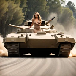 Mariah Carey driving an Abrams tank