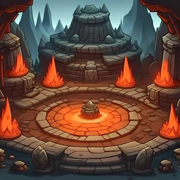 fantasy cartoon hellscape stone arena