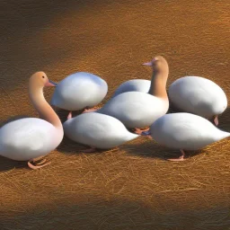 6 geese are laying eggs, digital art