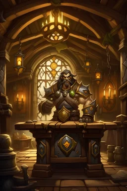 creame un marco de Warcraft al estilo de taberna del mundo de