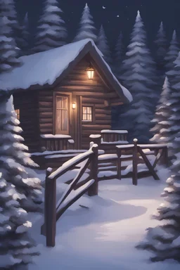 winter cabin christmas night garland