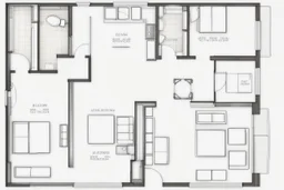 blueprint, small house floor plan, technical, illustration, videogame
