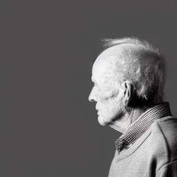 moody charcoal side profile portrait of an old man, side on profile, studio photography, artistic black and white profile photograph, delicate, highly detailed, chiaroscuro, beautiful composition, delicate arrangement, aesthetic, soft lighting, tender