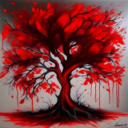 arbol rojo pintura