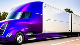 A Tesla semi-truck is racing at top speed, across the 'Universal Studios Orlando', in Florida. CINEMATIC. WIDE ANGLE LENS.