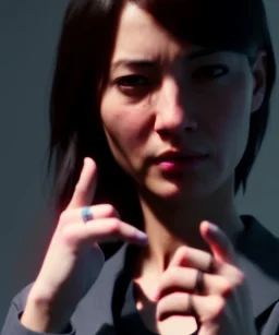 Ultra Realistic image portrait, medium shot view, woman making the fuck you finger gesture, highly detailed, unreal engine 5, RTX, ultra detail, volumetric lighting, finely drawn, high definition, high resolution.