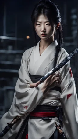 japanese model with katana night