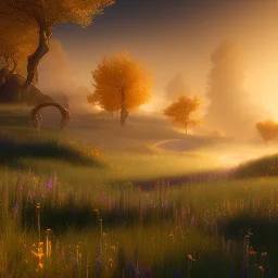 beautiful golden transparent landscape very etheric and cosmic, delicate colors, ultra sharp focus, 8k, unreal engine 5, extremely sharp detail, light effect, soft light atmosphere, smooth, full of details