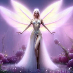 beautiful fairy very etheric, nice smiling, long blond hair, magic glamour pink make up, delicate colors, complete vision of very transparent and big wings, beautiful glamour transparent dress, ultra sharp focus, 8k, unreal engine 5, extremely sharp detail, light effect, soft light atmosphere, smooth, full of details, face in front, complete vision of face and hair and of the body