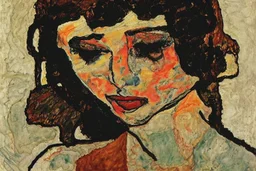 hippie girl smoking by Egon Schiele