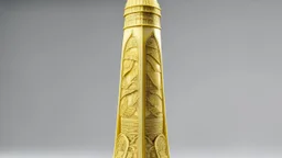 A light yellow spire with lightning designed in ancient Egyptian architectures and sculptures painted by Qiu Ying