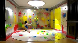 Action painting, bubble-shaped room