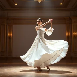 For a known Azeri female dance choreography, the most iconic and recognizable style is the **"Naz Elama"** or the **"Lale" (Tulip)** dance. These dances are characterized by fluid, swan-like arm movements, intricate hand gestures, and a very smooth "gliding" step where the dancer appears to float across the floor. in a modern huge stage in a royal hall