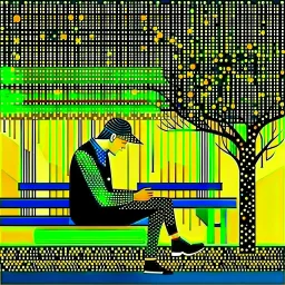 Processing of personal data The figure of a person sitting on a park bench, thinking about complex issues.