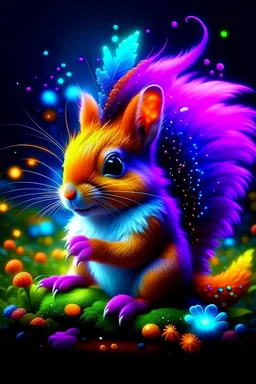 Beautiful fairy squirrel colorful art conceptual, amazing artwork, hyper-detailed, ultra maximalist quality, 12k,squirrel