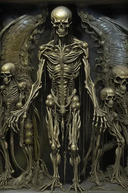 sculpture of Prometheus standing with a torch in his hand, Multiple faces . decayed and rotting with grotesque proportions and imagery. abstract grotesqueries, detailed texture, surreal horror, biomechanical design, by hr giger and beksinski