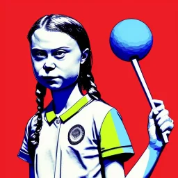 portrait of Greta Thunberg in style of pop art