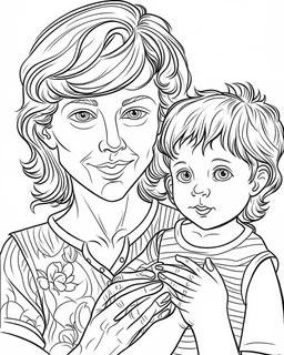 mothers Day coloring with mother with boy