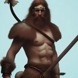 Barbarian man, photorealistic, anime