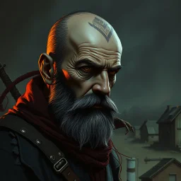 Old Balding Man Western grimdark realistic