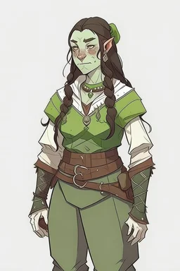 teen woman half orc with peasent clothing