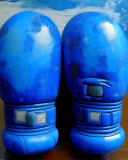 Blue water boxing gloves painted by Georges Seurat