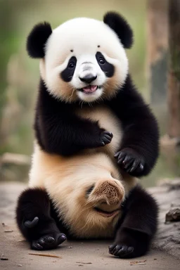 A slightly drunk baby panda