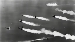 طائرات يابانية تقصف بيرل هاربر، مما أدى إلى دخول الولايات المتحدة الحرب العالمية الثانية.