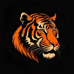 create logo of tiger full side Angle with dark orange color