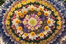 real flower mandala in sunshine