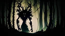 abstract shadow demon in forest