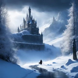 A winter sky loomed over the castle as the wooden giant closed in, each step crunching through snow and ice. The villagers huddled below, trembling in the chill of the cellars, clutching amulets, murmuring to gods who felt distant and silent. On the frozen bridge, the druid stood alone, breath misting as he raised his staff. His hawk shrieked above, circling. Roots cracked through the ice, grasping the giant’s limbs as magic pulsed through the cold air. Snow and splinters flew, and the villager